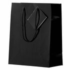 Jam Paper Glossy Gift Bags with Rope Handles - Medium - 8" x 4" x 10" - Black - 100 Pack-Our giftbags feature a soft rope handle and an attached blank gift tag, allowing you to address your gifts or favors.