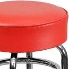 Flash Furniture Double Ring Chrome Barstool with Red Seat-500 lb. Weight Capacity
