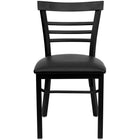 Flash Furniture HERCULES Series Black Three-Slat Ladder Back Metal Restaurant Chair - Black Vinyl Seat-Metal Chair