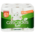 Cascades Tuff Enviro Mega Kitchen Roll Towels - 100% recycled - 2-Ply - 160 Sheets - White - 6 Pack-Mega roll with multi-size format sheets