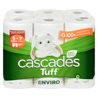 Cascades Tuff Enviro Mega Kitchen Roll Towels - 100% recycled - 2-Ply - 160 Sheets - White - 6 Pack-Mega roll with multi-size format sheets