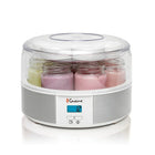 Euro Cuisine YM650 Digital Yogurt Maker with 15 Hour Timer + 7 x 6 oz Jars with Date Lid, Stainless Steel-15 hour blue LED digital timer display beeps when yogurt is ready