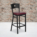 Flash Furniture HERCULES Series Black Circle Back Metal Restaurant Barstool - Burgundy Vinyl Seat - 2 Pack-Welded Joint Assembly