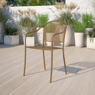 Flash Furniture Commercial Grade Gold Indoor-Outdoor Steel Patio Arm Chair with Round Back-1.2mm Tubular Frame