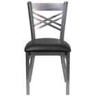 Flash Furniture HERCULES Series Clear Coated "X" Back Metal Restaurant Chair - Black Vinyl Seat-Metal Chair