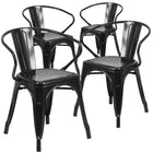 Flash Furniture Commercial Grade Black Metal Indoor-Outdoor Chair with Arms-Stack Quantity: 8
