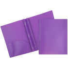JAM Paper Plastic POP 2-Pocket Clasp School Folders with Prong Clip Fasteners, Purple,12 Pack-Size: 9" x 12"