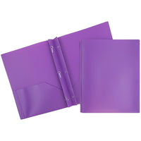 JAM Paper Plastic POP 2-Pocket Clasp School Folders with Prong Clip Fasteners, Purple,12 Pack-Size: 9" x 12"