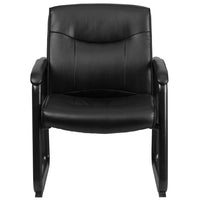 Flash Furniture HERCULES Series Big & Tall 500 lb. Rated Black Leather Executive Side Reception Chair with Sled Base-Executive Guest Chair
