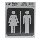 Headline Sign MEN/WOMEN Self-Stick Signs - 6" H x 6" L - Black/Gray - 2 Pack-Sign Message: "WOMEN/MEN PICTOGRAM"