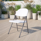Flash Furniture HERCULES Series Granite Plastic Folding Chair with Charcoal Frame - White-Charcoal Powder Coated Frame Finish