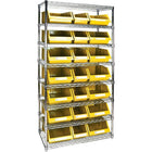 Kleton Heavy-Duty Wire Shelving Units With Storage Bins, 8 Tiers, 36"W x 74"H x 18"D-Depth: 18"