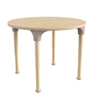 Flash Furniture Bright Beginnings 33" Round Commercial Grade Wooden Adjustable Height Classroom Activity Table - Beech-Floor Protector Plastic Glides Prevent Indoor Flooring Damage