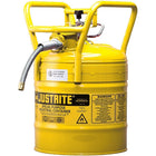 Justrite D.O.T. AccuFlow Safety Cans, 5/8" x 9" x /4" x 17 1/4", Yellow-Hold-down bracket with easy-to-grip tightening screw prevents vapour release and spills during transport