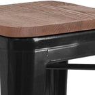 Flash Furniture 30" High Backless Black Metal Barstool with Square Wood Seat-Stack Quantity: 4-8