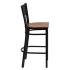 Flash Furniture HERCULES Series Black Grid Back Metal Restaurant Barstool - Cherry Wood Seat-Grid Back Design