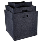Truu Design, Square Felt Storage Baskets, Set of 3, 15 x 14.5 x 14 inches, Dark Grey-Comes with two carved handles on the side for easy grip and portability