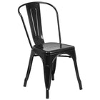 Nicer Furniture Stackable Industrial Tolix A Style Side Chair - Metal - Black - 4 Pack-Non-marking foot glides