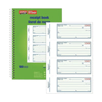 Staples Bilingual Spiral-Bound Receipt Book - 100 Triplicates - 4 Receipts per Page - Carbonless - 7" x 10"-Bilingual receipt book lets you easily issue general-purpose receipts in either English or French