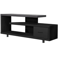 Monarch Specialties 2575 Tv Stand - 60"L/Black/Grey Top With 1 Drawer-Tv Stand