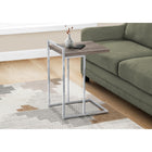 Monarch Specialties 3638 Accent Table - 25"H/Dark Taupe/Chrome Metal-Product dimensions: 26.5" H x 16" W x 18.25" L