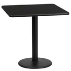 Flash Furniture 24'' Square Laminate Table Top, Black with 18'' Round Table-Height Base (XUBK2424TR18)-Hospitality Table
