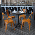 Flash Furniture Commercial Grade Distressed Orange Metal Indoor-Outdoor Stackable Chair-Small Caps on cross brace protect finish when stacked
