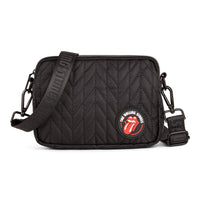 The Rolling Stones Iconic Collection Quilted Crossbody Bag - Black-Crossbody bag
