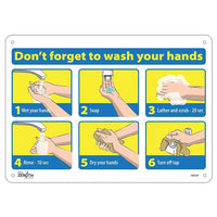 Zenith Pictogram Sign - Don't Forget to Wash Your Hands - 10" x 14" - Plastic - 4 Pack-Don't Forget to Wash Your Hands