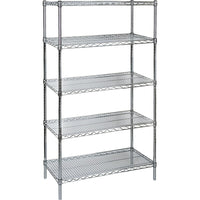 Kleton Heavy-Duty Chromate Wire Shelving, 5 Tiers, 60" W x 86" H x 24" D-Depth: 24"