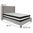 Flash Furniture Riverdale Full Size Tufted Upholstered Platform Bed with Pocket Spring Mattress - Light Grey Fabric-Light Grey Fabric Upholstery