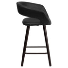 Flash Furniture Brynn Series 24" High Contemporary Cappuccino Wood Counter Height Stool - Black Vinyl - 2 Pack-Rounded Low Back Design