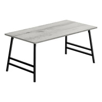 Monarch Specialties 3791 Coffee Table - 40"L/Grey/Black Metal-MODERN STYLE - Bring retro flair to your living room with this cocktail table, featuring a grey laminate finish and a striking angled leg base.