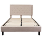 Flash Furniture Roxbury Queen Size Tufted Upholstered Platform Bed - Beige Fabric-Platform Bed