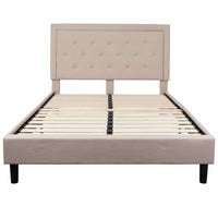Flash Furniture Roxbury Queen Size Tufted Upholstered Platform Bed - Beige Fabric-Platform Bed