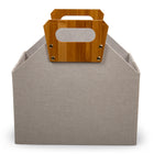 Truu Design Foldable Storage Bin with Bamboo Handle - 13" x 13.4" - Beige-The storage basket measures 13"L x 8.3"W x 13.4"H in dimensions
