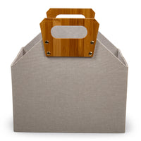 Truu Design Foldable Storage Bin with Bamboo Handle - 13" x 13.4" - Beige-The storage basket measures 13"L x 8.3"W x 13.4"H in dimensions