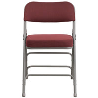 Flash Furniture HERCULES Series Premium Curved Triple Braced & Double Hinged Metal Folding Chair - Burgundy Fabric-Padded Metal Folding Chair