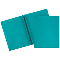 JAM Paper Plastic 2 Pocket School POP Folders with Metal Prongs Fastener Clasps, Teal Blue, 96 Pack-13.6 lbs