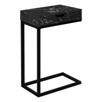 Monarch Specialties 3604 Accent Table - Black Marble/Black Metal With A Drawer-Rectangular top is finished in a black marble-look laminate and is supported by a sturdy, black metal frame for a clean, contemporary look
