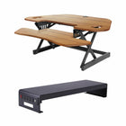 Rocelco 46" Adjustable Sit/Stand Up Corner Desk Riser with Dual Monitor Mount - Teak-No assembly required for the CADR