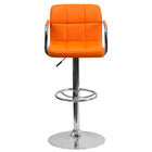 Flash Furniture Contemporary Orange Quilted Vinyl Adjustable Height Barstool with Arms & Chrome Base-Contemporary Style Stool