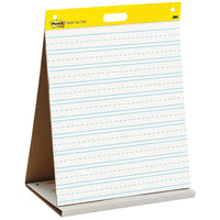 Post-it Tabletop Easel Pad, 20 in x 23 in, White with Primary Lines, 20 Sheets/Pad-The pad cover folds to convert to an easel stand for tabletop use.