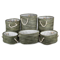 Truu Design Round Storage Baskets, Set of 6, 15.5 x 18 inches, Green-Dimension: XXL -15.5 x 18 / XL: 14" x 16" / L: 12.5" x 13.5" / S: 16" x 7.5" x 11" / XS: 14" x 7" x 10" / XXS: 12.5" x 6.5" x 8.5" (L x H x W)