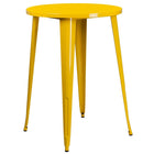 30'' Round Yellow Metal Indoor-Outdoor Bar Table Set with 4 Square Seat Backless Barstools (CH-51090BH-4-30SQST-YL-GG)-Metal