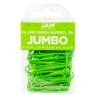 JAM Paper Coloured Jumbo Paper Clips, Large, Lime Green, 75 Pack (21830627)-Jumbo: 2"