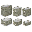 Truu Design Rectangular Storage Baskets, Set of 6, 15.5 x 14 x 12 inches, Green-Ideal for storing and neatly organizing clothes, towels, and other household supplies