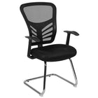 Flash Furniture Black Mesh Side Reception Chair with Chrome Sled Base-Curved T-Arms