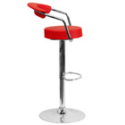 Flash Furniture Contemporary Red Vinyl Adjustable Height Barstool with Arms & Chrome Base-Red Vinyl Upholstery