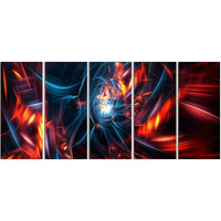 Designart Red and Black Coming Apart 5-Panel Contemporary Canvas Art Print, (PT3067-401)-Print